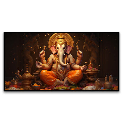 Illustration Ganesha Canvas Wall Painting for Living Room, Bedroom, Office.