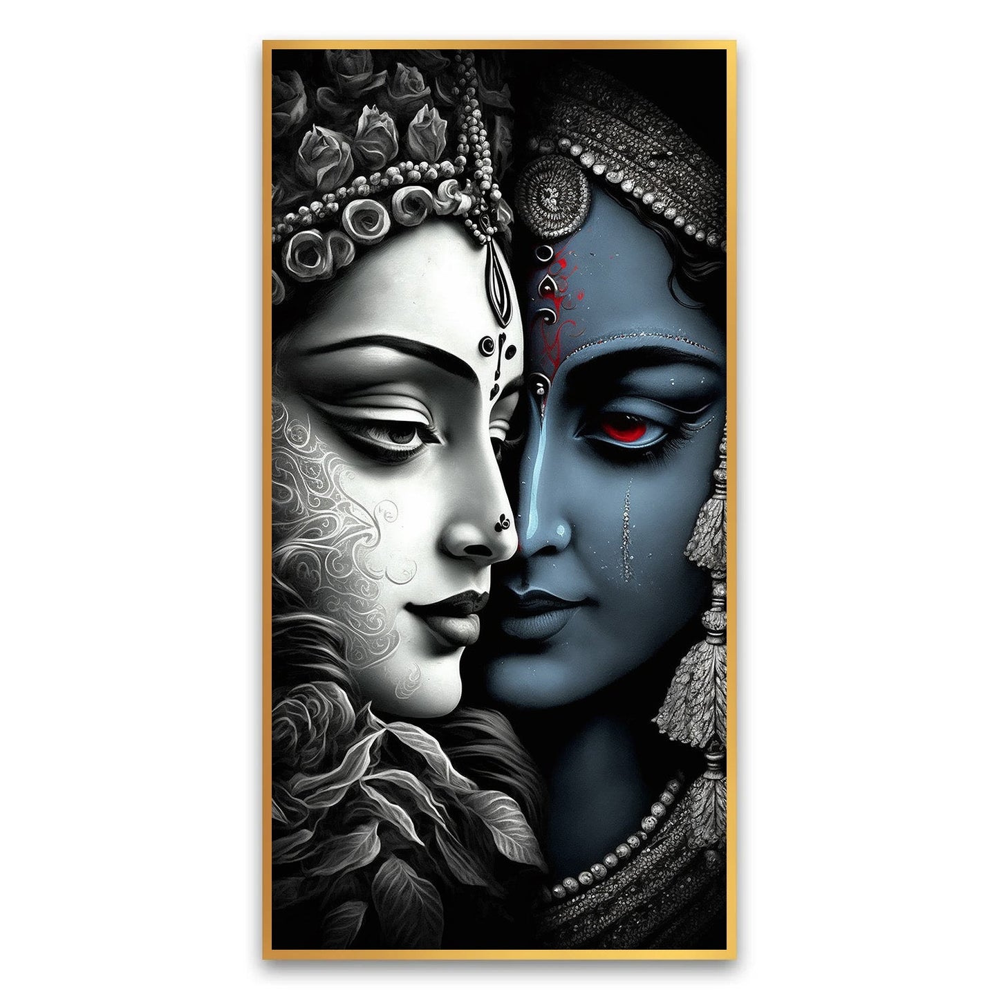Shree Krishna Radha illustration Canvas Wall Painting for Living Room, Bedroom, Office.