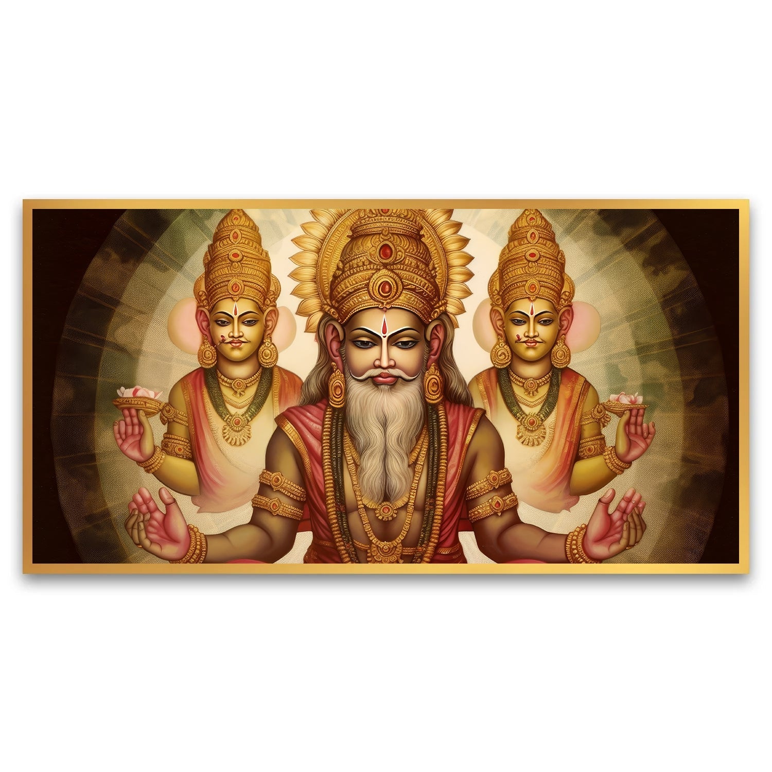 Portrait Indian god brahma  Wall Painting for Living Room, Bedroom, Office.