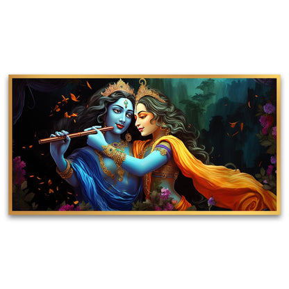 Illustration Radha Krishna love painting Canvas Wall Painting for Living Room, Bedroom, Office.