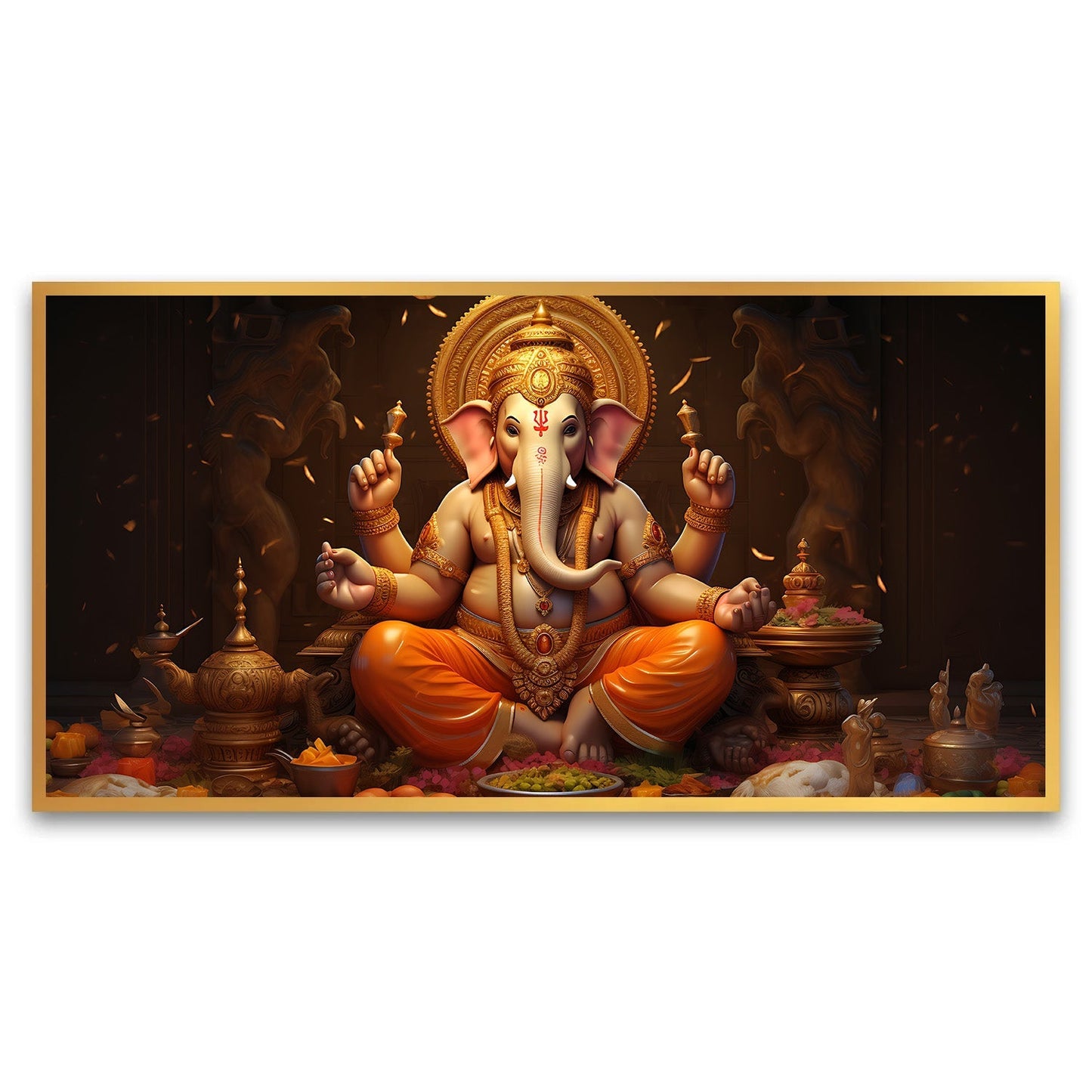 Illustration Ganesha Canvas Wall Painting for Living Room, Bedroom, Office.