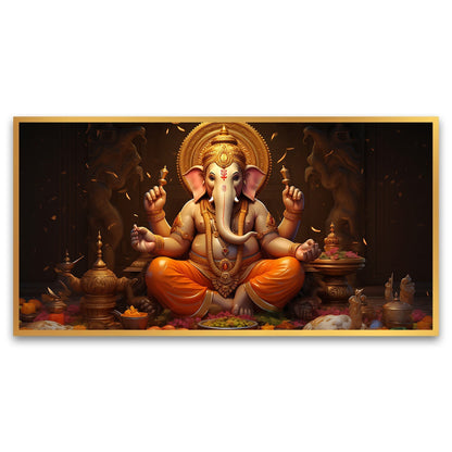 Illustration Ganesha Canvas Wall Painting for Living Room, Bedroom, Office.