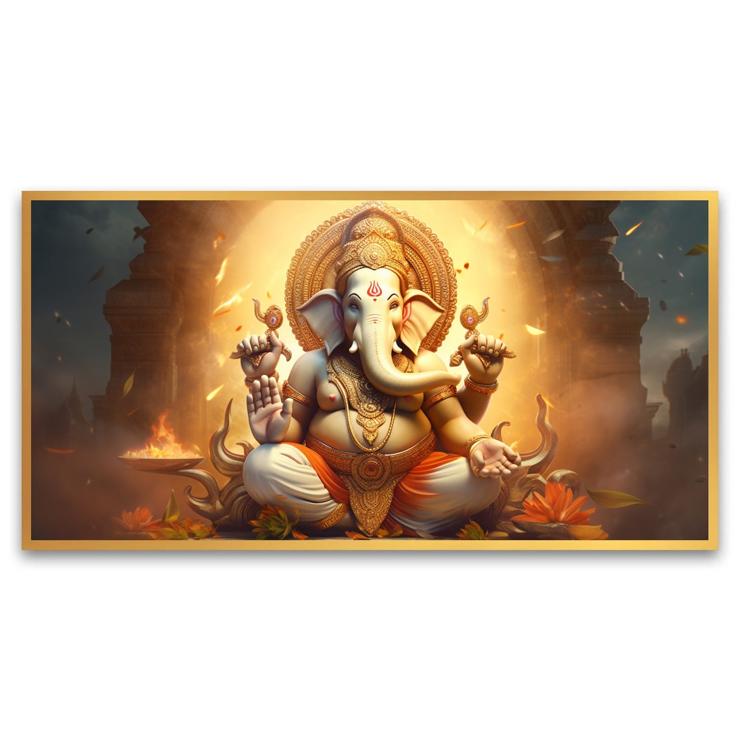 Lord Ganesh Canvas Wall Painting for Living Room, Bedroom, Office.