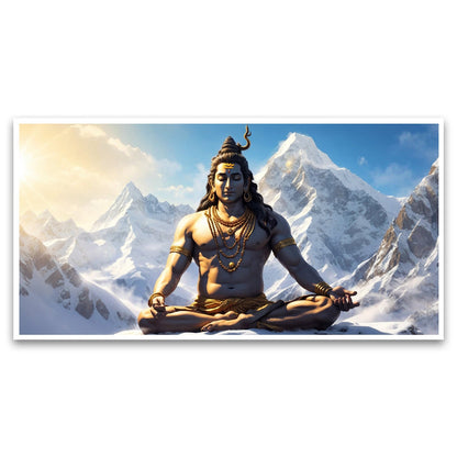 God Shiva meditating beautiful Himalayas mountains Canvas Wall Painting for Living Room, Bedroom, Office.