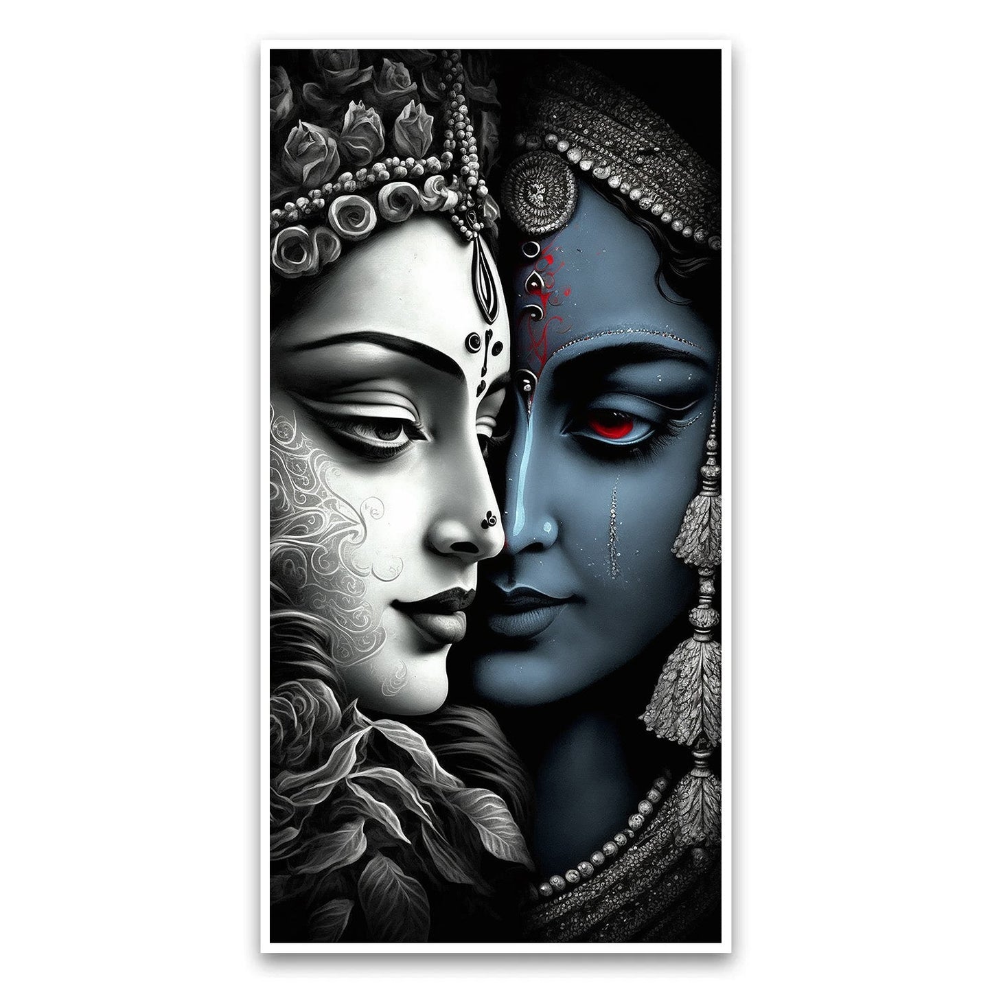 Shree Krishna Radha illustration Canvas Wall Painting for Living Room, Bedroom, Office.