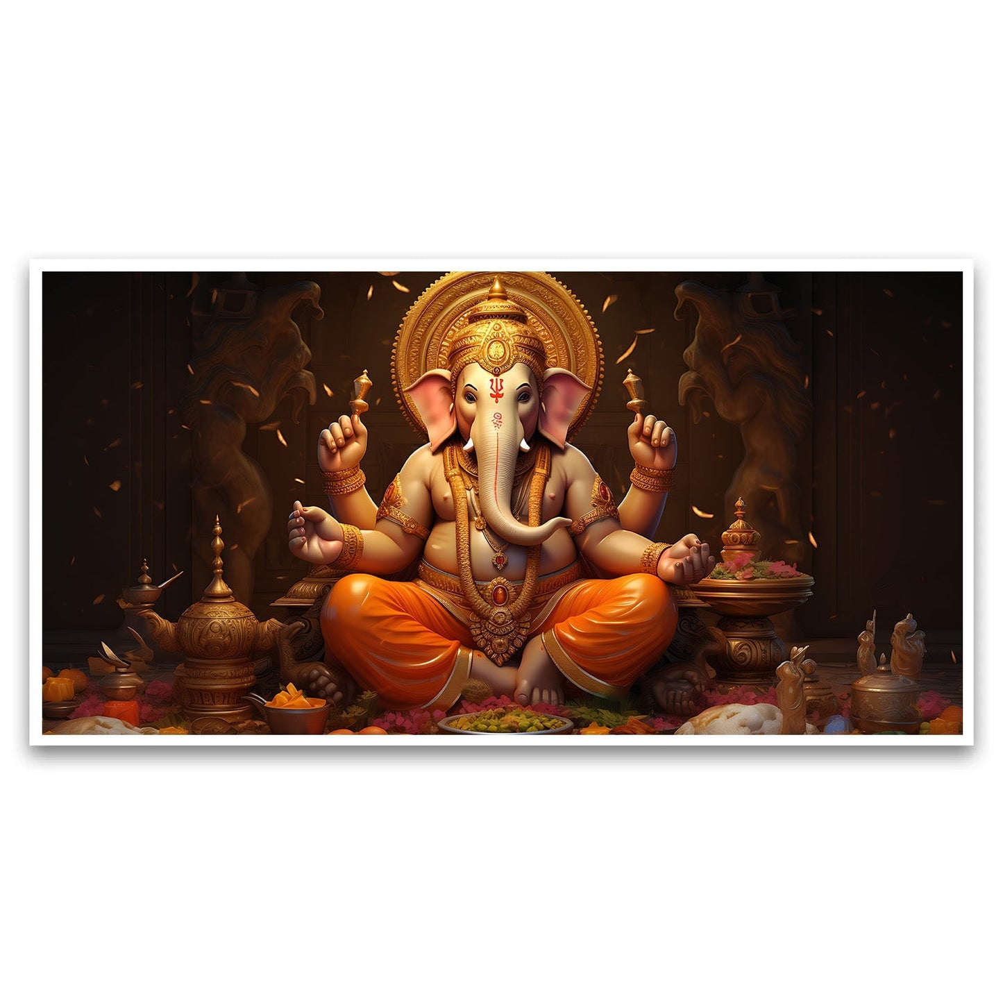 Illustration Ganesha Canvas Wall Painting for Living Room, Bedroom, Office.