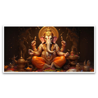 Illustration Ganesha Canvas Wall Painting for Living Room, Bedroom, Office.