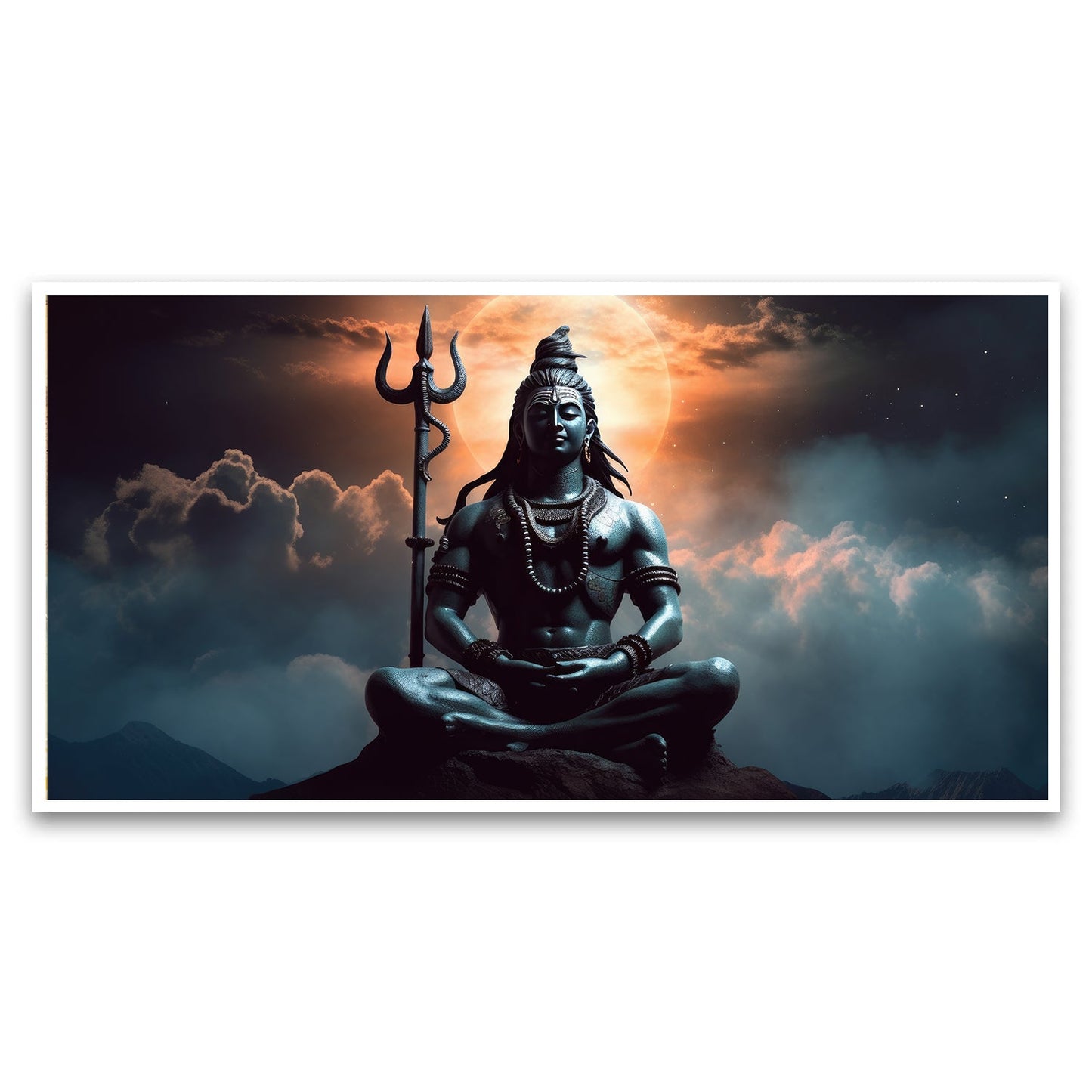 Painting Shiva with moon it Wall Painting for Living Room, Bedroom, Office.