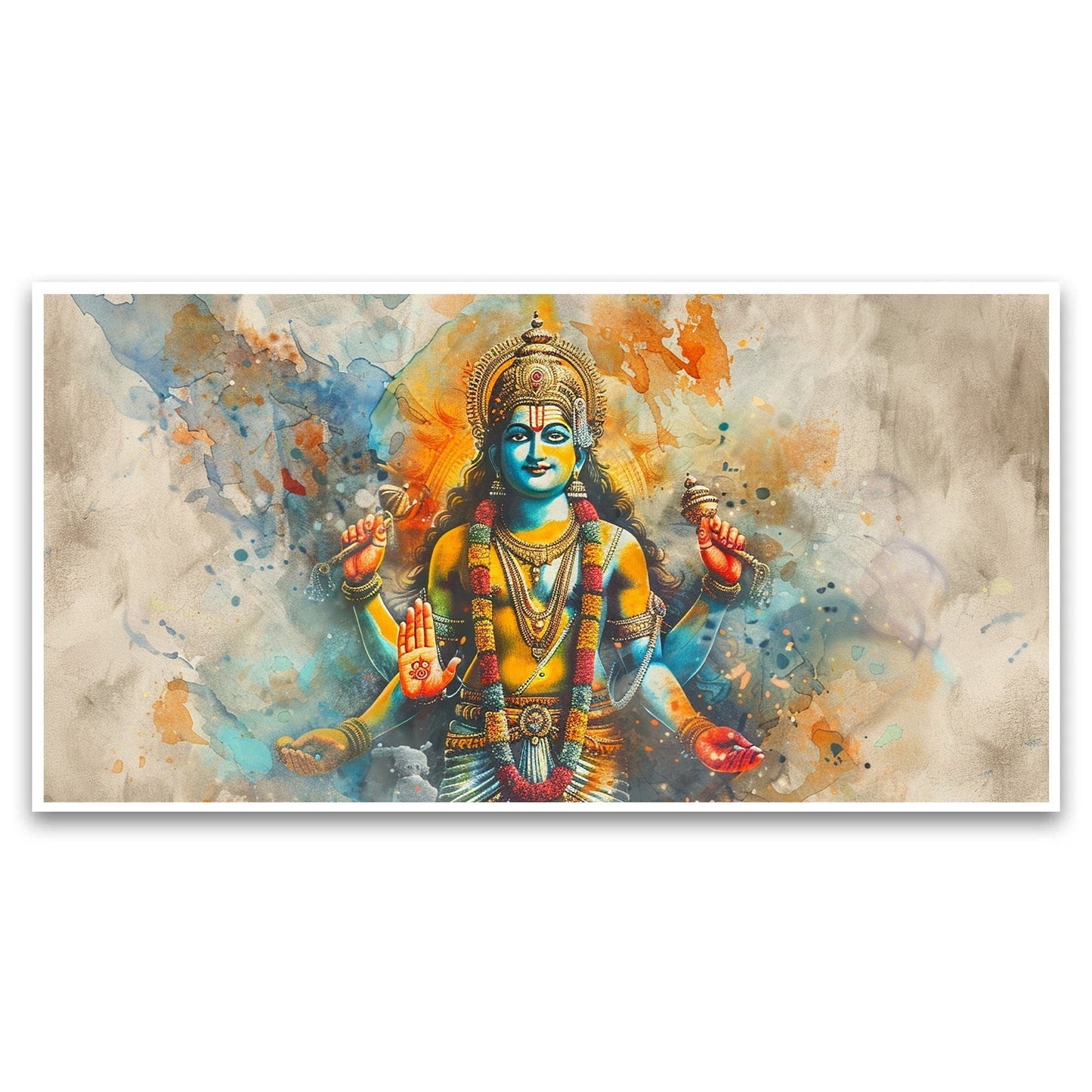 Hand draw watercolor Vishnu for Living Room, Bedroom, Office.