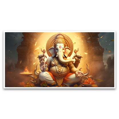 Lord Ganesh Canvas Wall Painting for Living Room, Bedroom, Office.