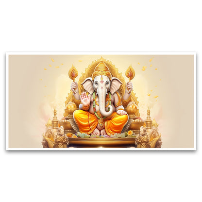 Illustration Ganesha Canvas Wall Painting for Living Room, Bedroom, Office.