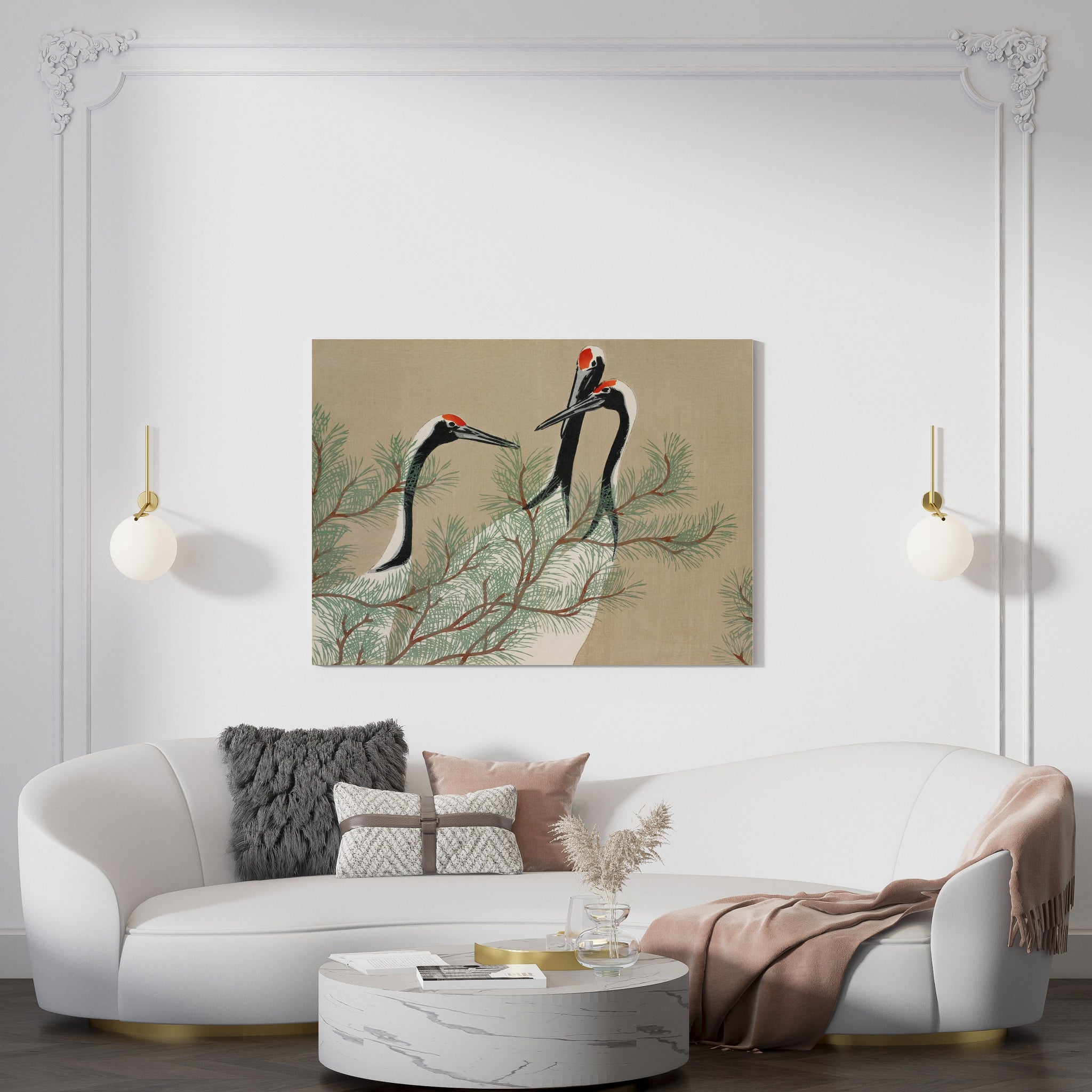 Cranes from Momoyogusa – Flowers of a Hundred Generations (1909) by Kamisaka Sekka // Wall Art Print