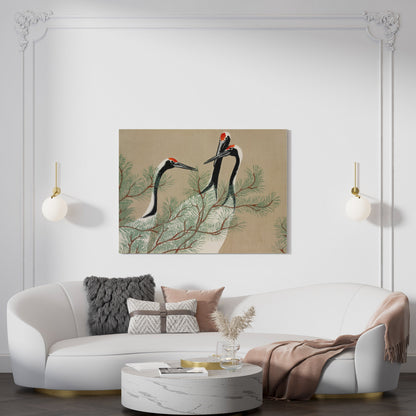 Cranes from Momoyogusa – Flowers of a Hundred Generations (1909) by Kamisaka Sekka // Wall Art Print
