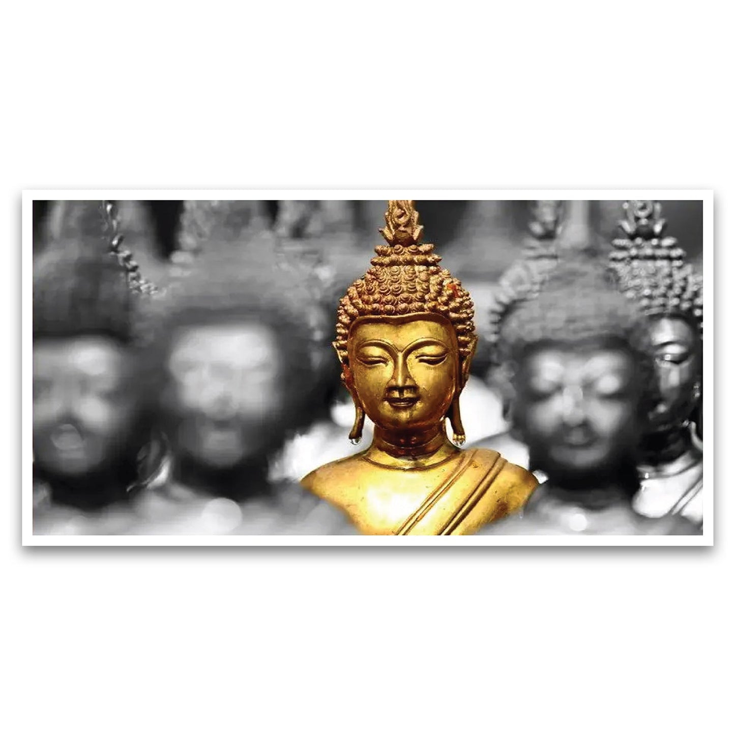 Golden Buddha Statues Spiritual Floating Framed Canvas Wall Painting