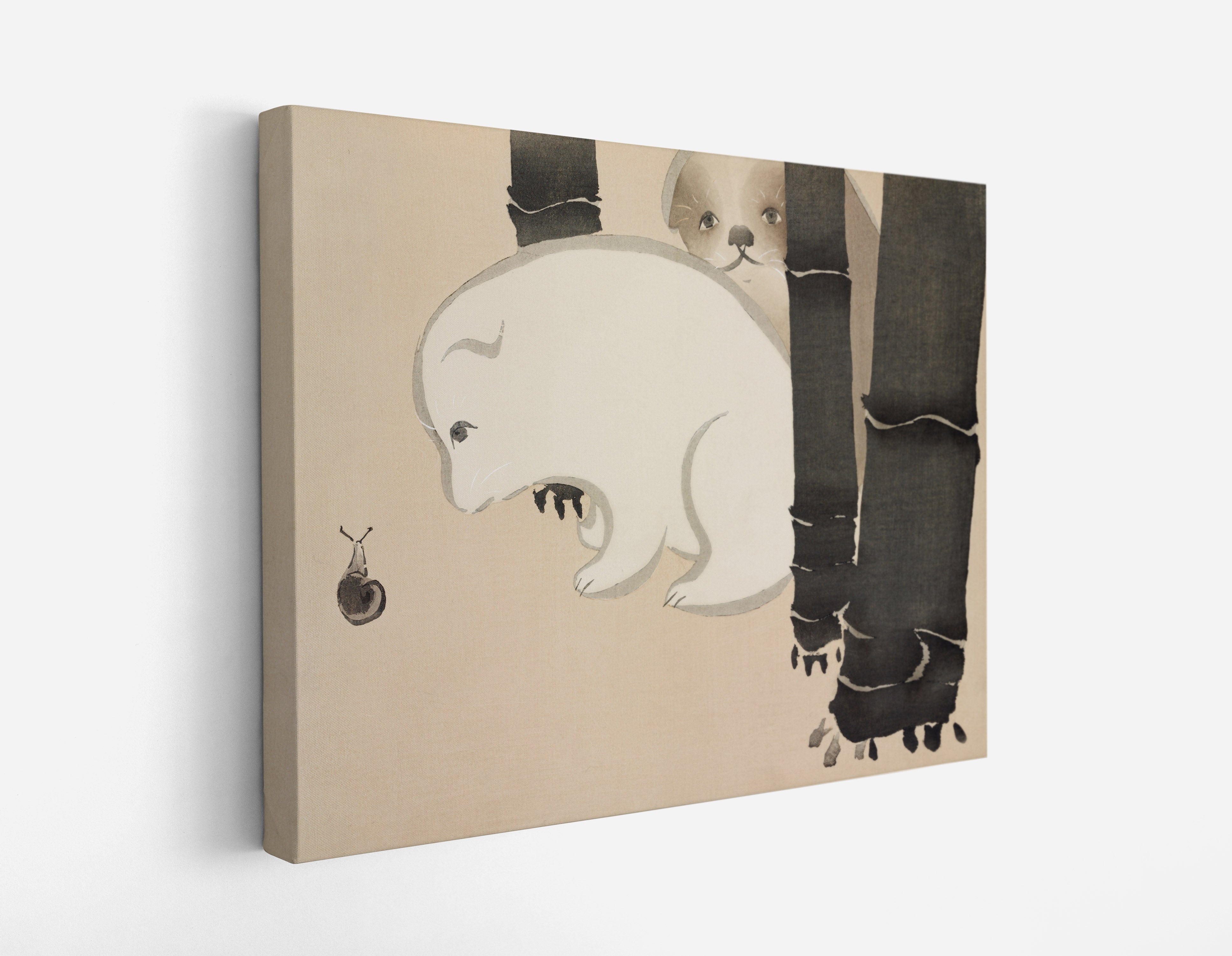 Dog and snail from Momoyogusa – Flowers of a Hundred Generations (1909) by Kamisaka Sekka // Wall Art Print