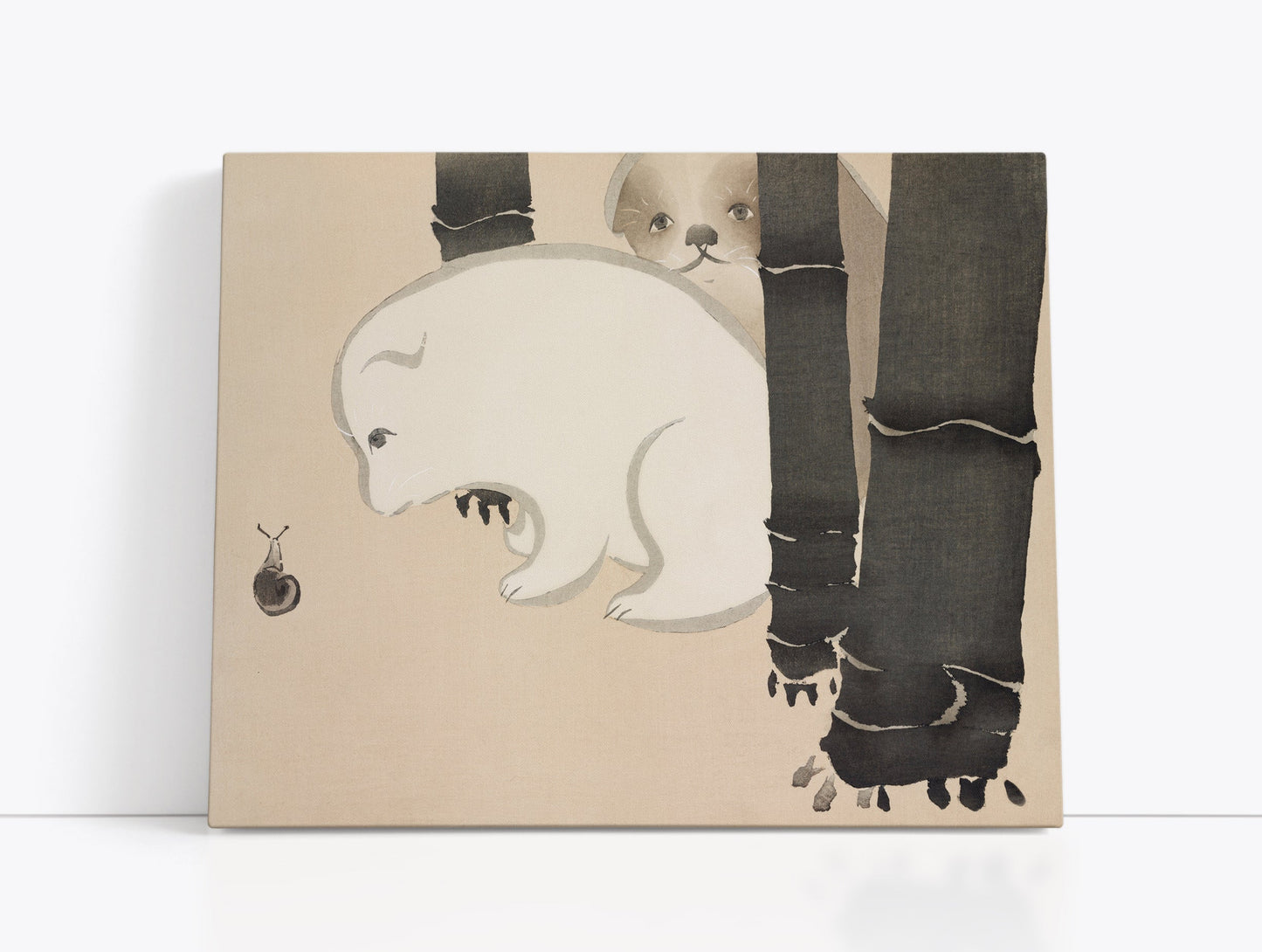 Dog and snail from Momoyogusa – Flowers of a Hundred Generations (1909) by Kamisaka Sekka // Wall Art Print