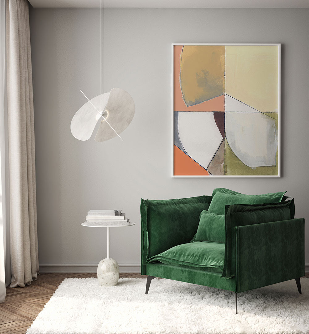 DUSTY PINK YELLOW ABSTRACT I , ABSTRACT PAINTINGS
