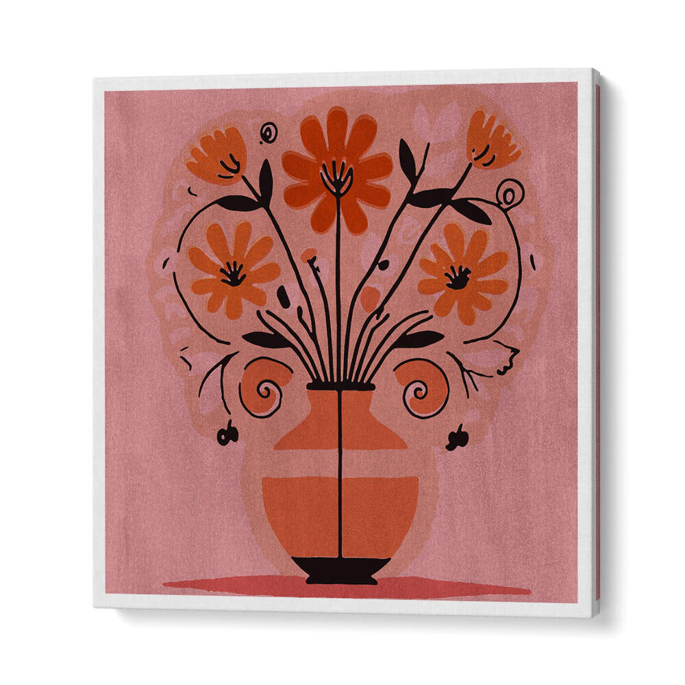 ABSTRACT FLOWERS IN A VAS , FLORAL FLOWER PAINTINGS