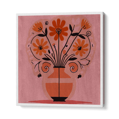 ABSTRACT FLOWERS IN A VAS , FLORAL FLOWER PAINTINGS