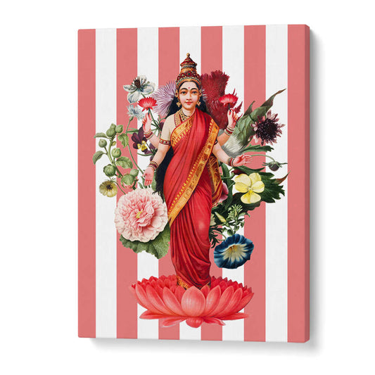 LAKSHMI A FLORAL TRIBUTE , INDIAN ART PAINTINGS