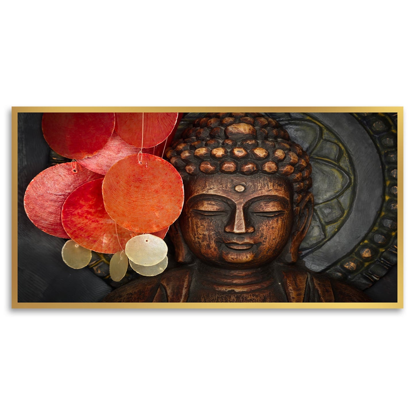 Serene Harmony Buddha and Red Lantern Wall Art