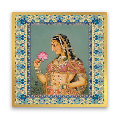 Royal Grace: A Noblewoman Adorned with Lotus in Hand