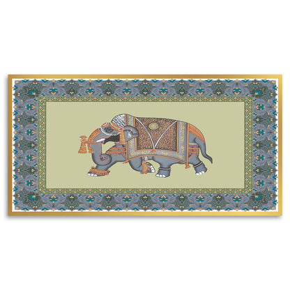Traditional Indian Elephant elephant painting with Orated Border