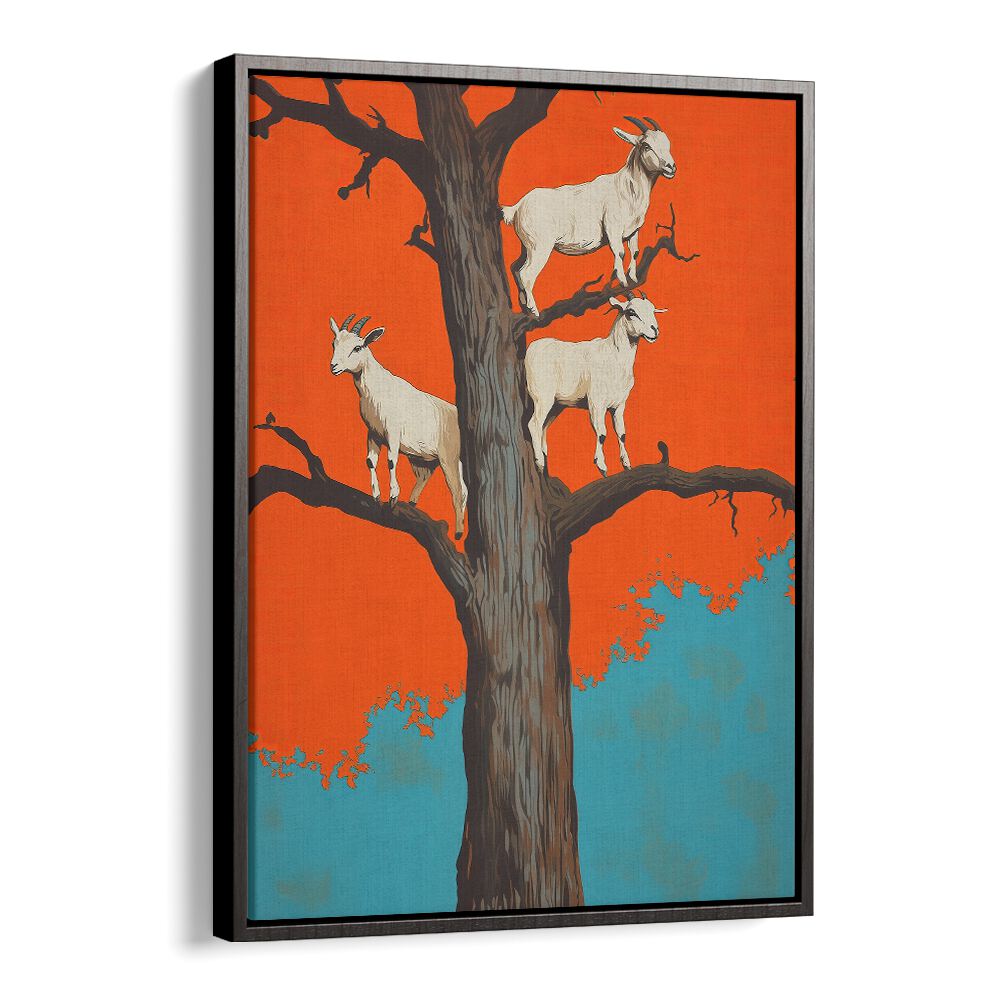 Whimsical GOATS IN A TREE, ANIMAL PAINTINGS bring nature's charm to your space with vibrant artistry.