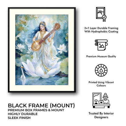 Goddess Saraswati with Swan - Vastu Painting