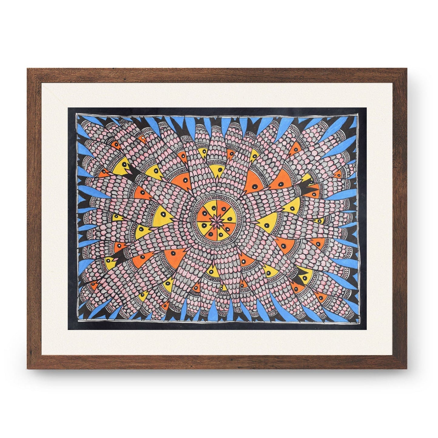 A pattern of Fish Rass, Madhubani Art, Madhubani Painting