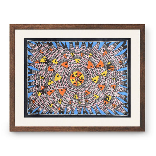 A pattern of Fish Rass, Madhubani Art, Madhubani Painting