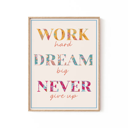 Acanimeeko Design Work Hard, Motivational Poster