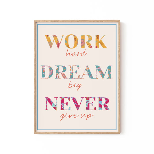 Acanimeeko Design Work Hard, Motivational Poster