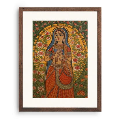 BENEDICTION AMIDST BLOSSOMS MADHUBANI PAINTING