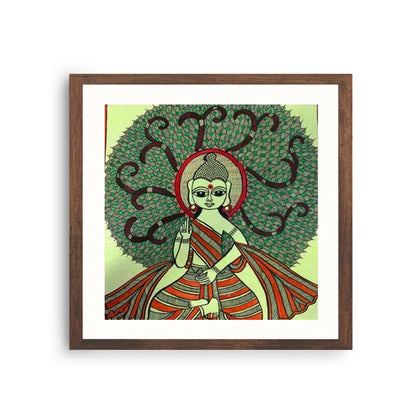 Buddha Madhubani Painting, Framed Art