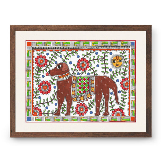 Dog your furry friend, Madhubani Art, Madhubani Painting