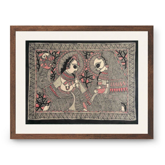 Radha Krishna, Madhubani Art, Madhubani Painting