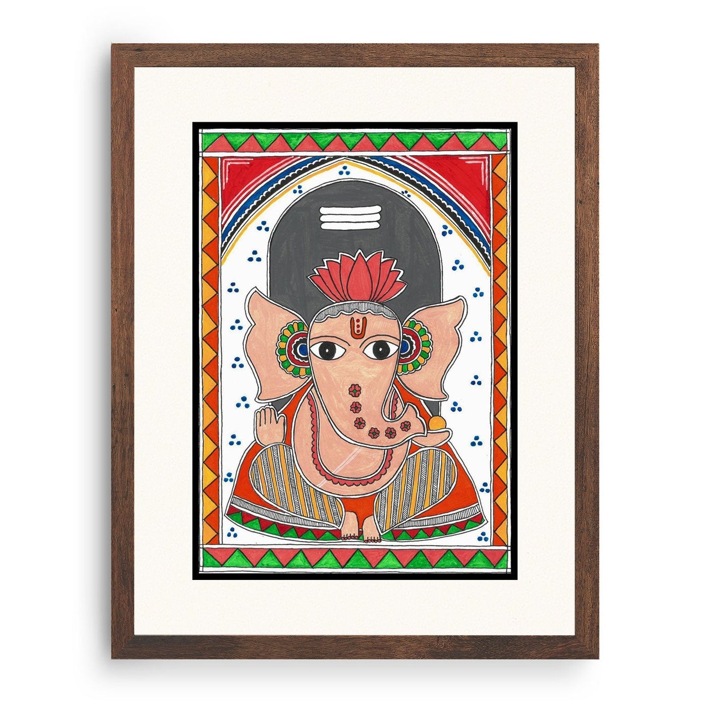 Lord Ganesha Painting Madhubani Style, Madhubani Art, Madhubani Painting
