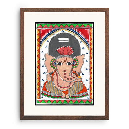 Lord Ganesha Painting Madhubani Style, Madhubani Art, Madhubani Painting