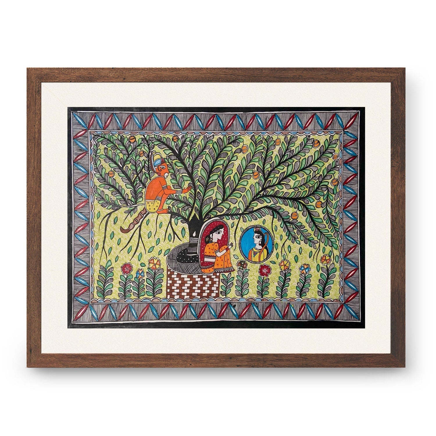 Hanuman Sita Madhubani Art, Madhubani Art, Madhubani Painting