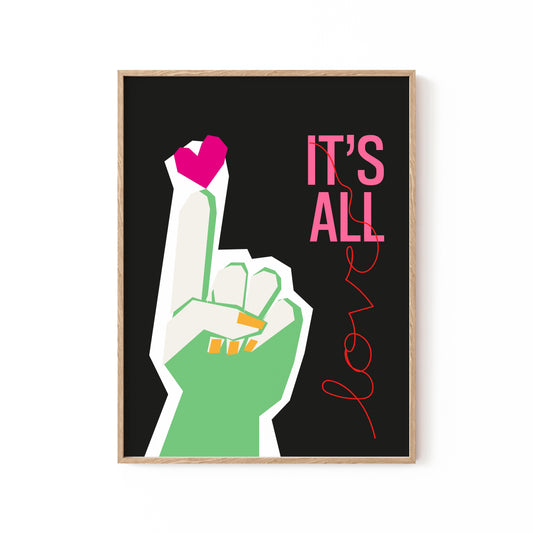 It's All Love Hand Grey, Motivational Poster