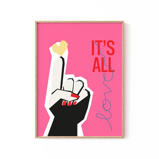 It's All Love Hand Pink, Motivational Poster