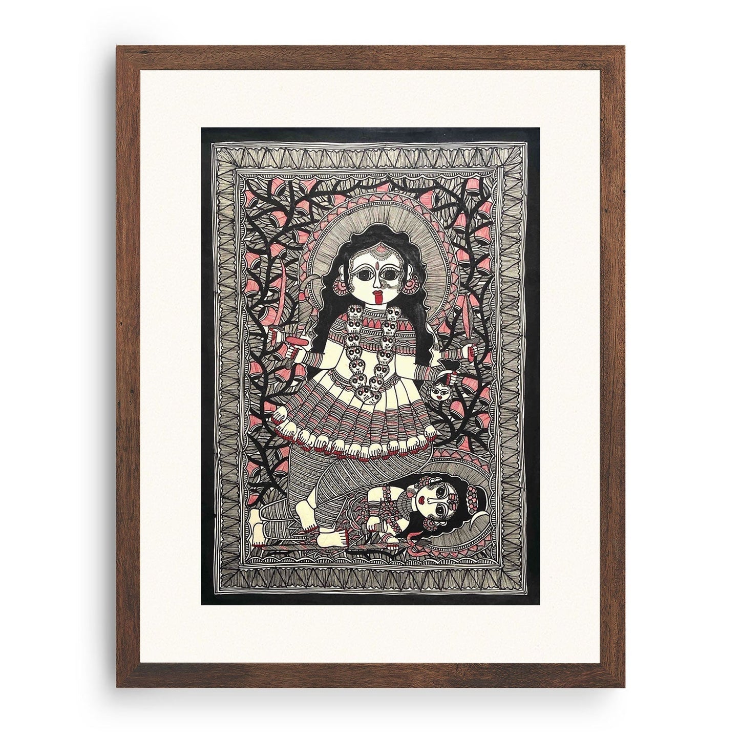 Kaali Maa with Shankar, Madhubani Art, Madhubani Painting