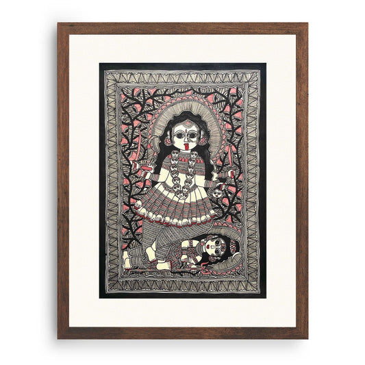 Kaali Maa with Shankar, Madhubani Art, Madhubani Painting