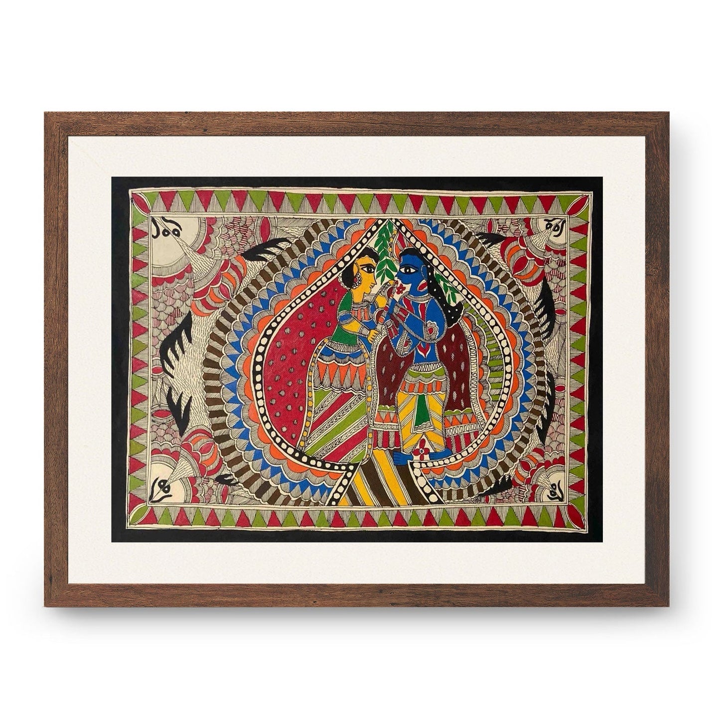 Krishna Radha Milan, Madhubani Art, Madhubani Painting