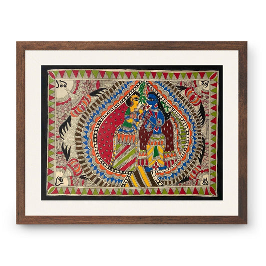 Krishna Radha Milan, Madhubani Art, Madhubani Painting