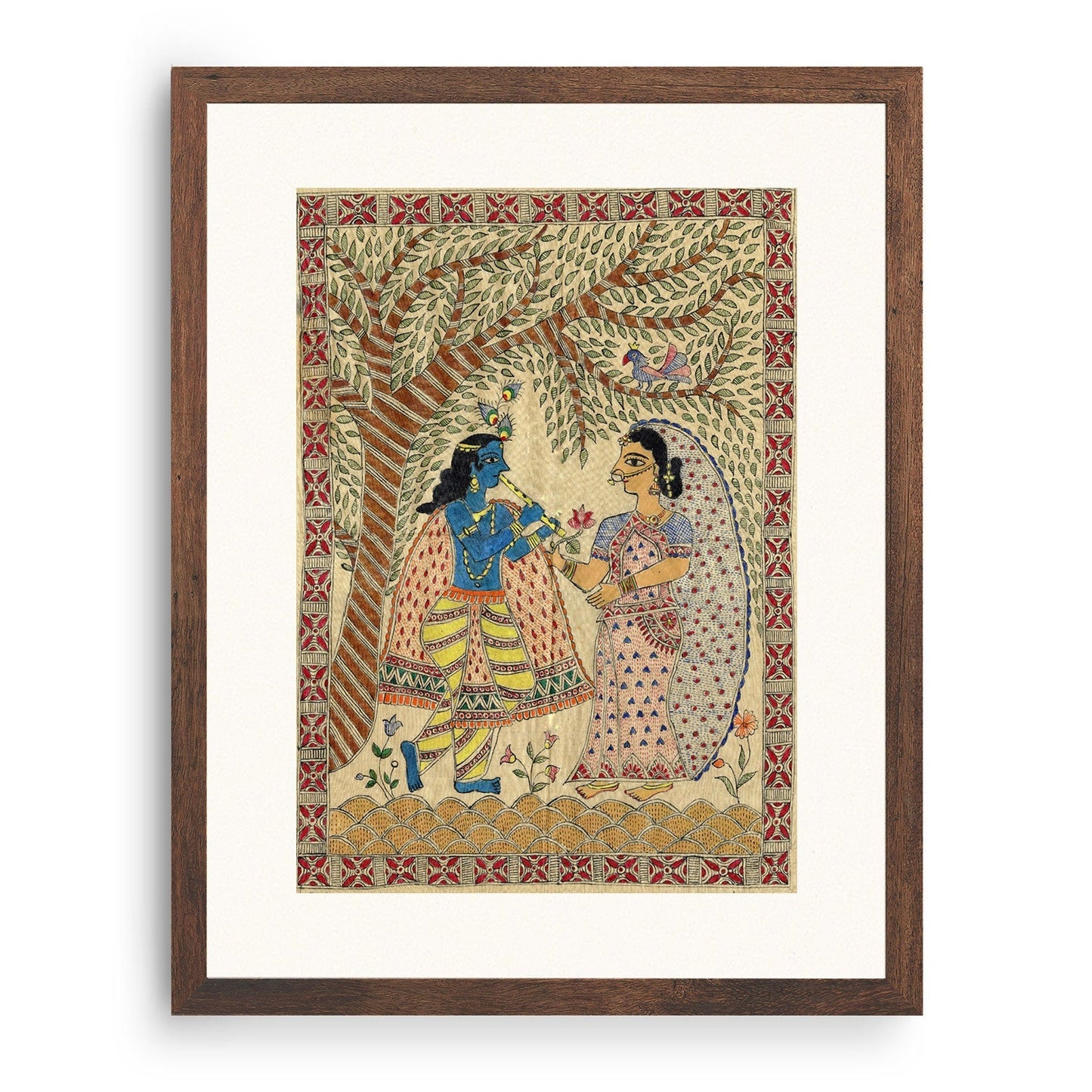 Krishna and Radha Madhubani Painting