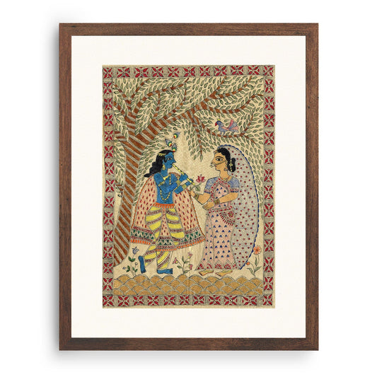 Krishna and Radha Madhubani Painting