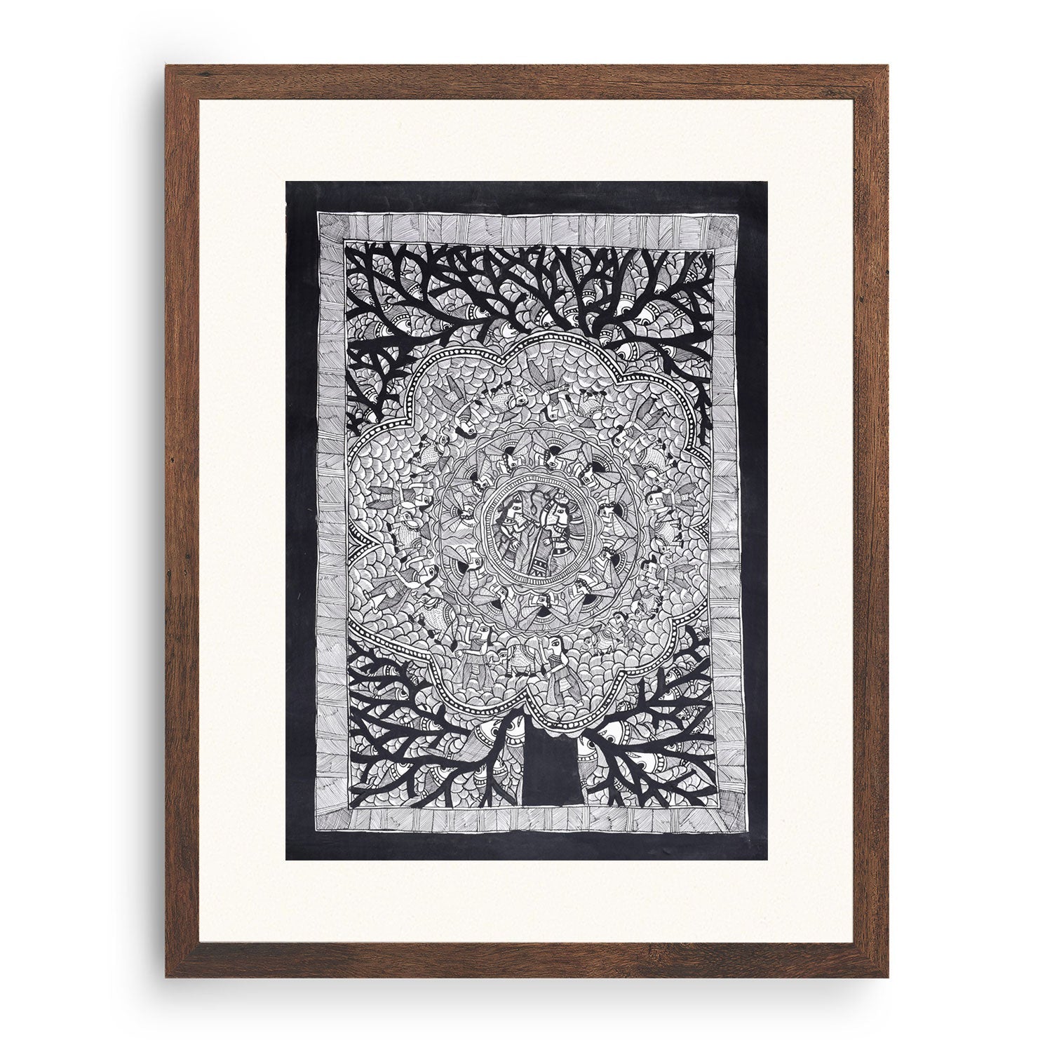 Life of tree godna and kachni pattern Madhubani Painting, Madhubani Art, Madhubani Painting