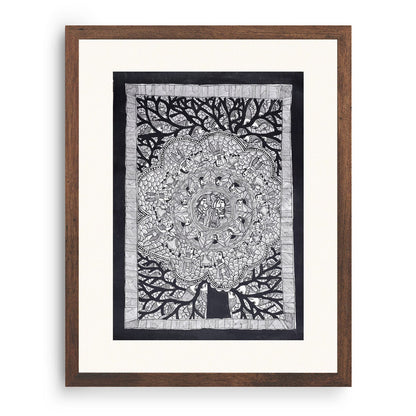 Life of tree godna and kachni pattern Madhubani Painting, Madhubani Art, Madhubani Painting